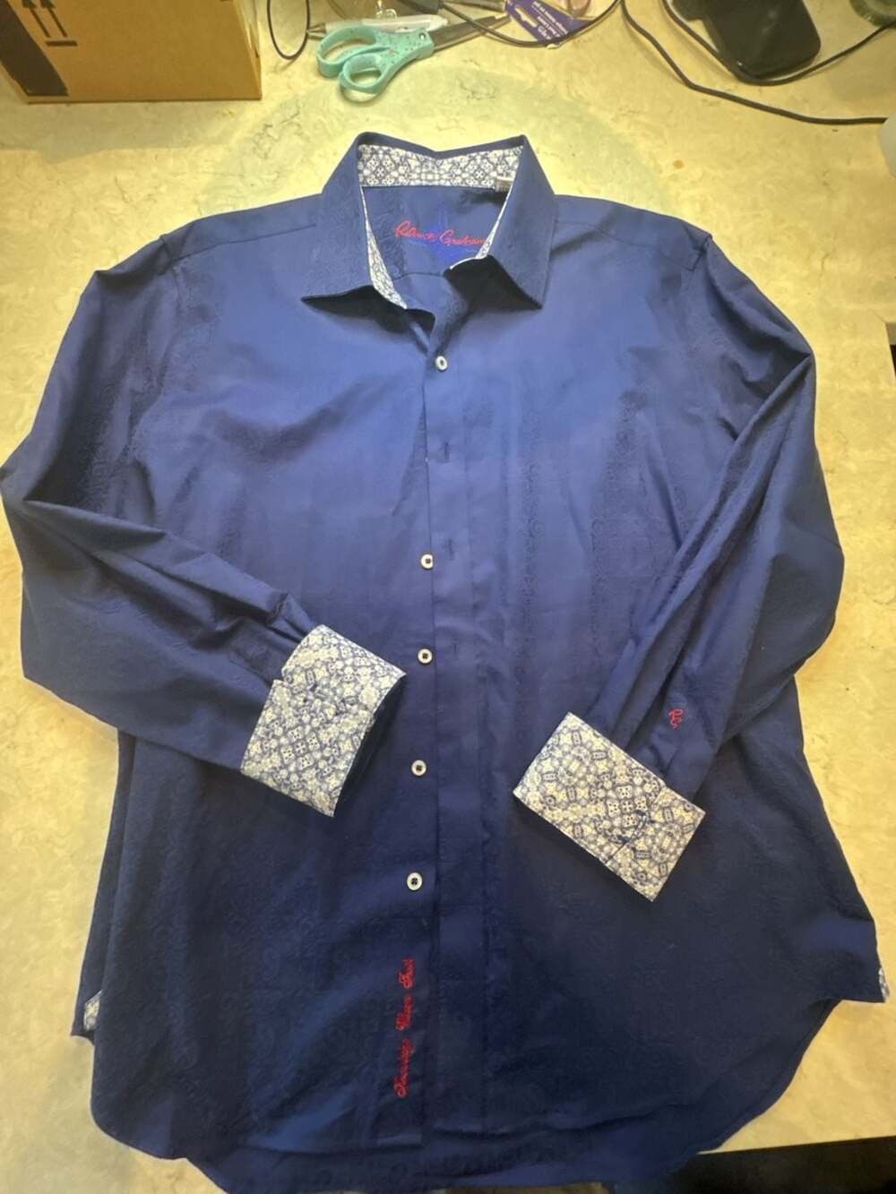 Robert Graham Blue Paisley Long Sleeve Button Down Shirt 2XL